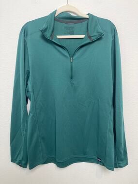 Patagonia Capilene Midweight Men’s Large Teal Green 1/4 Zip Baselayer Pullover